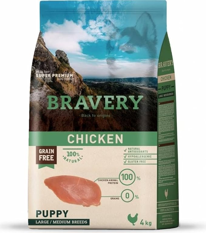Bravery Puppy 12 kg Medium Large Con Pollo Per Cuccioli Di Taglia Grande