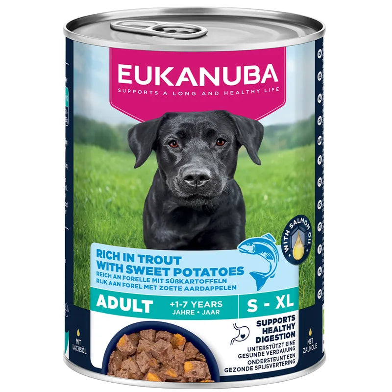 Eukanuba Adult Umido Con Trota e Patate Dolci - 6 Lattine x 400 Grammi