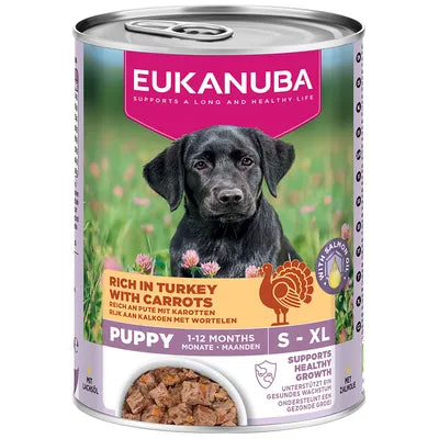 Eukanuba Puppy Umido Con Tacchino e Carote - 6 Lattine x 400 Grammi