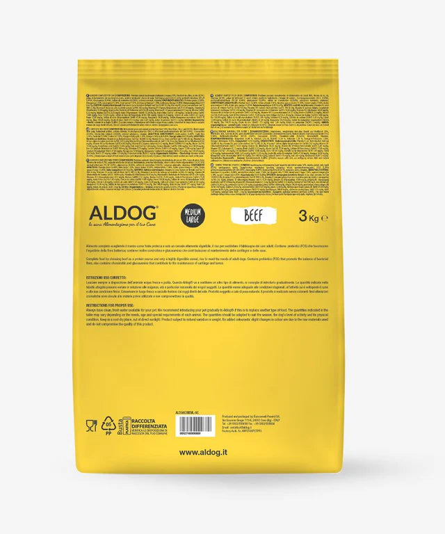 Aldog Adult Manzo 12 kg Mangime Secco Per Cani Adulti Medio Grandi