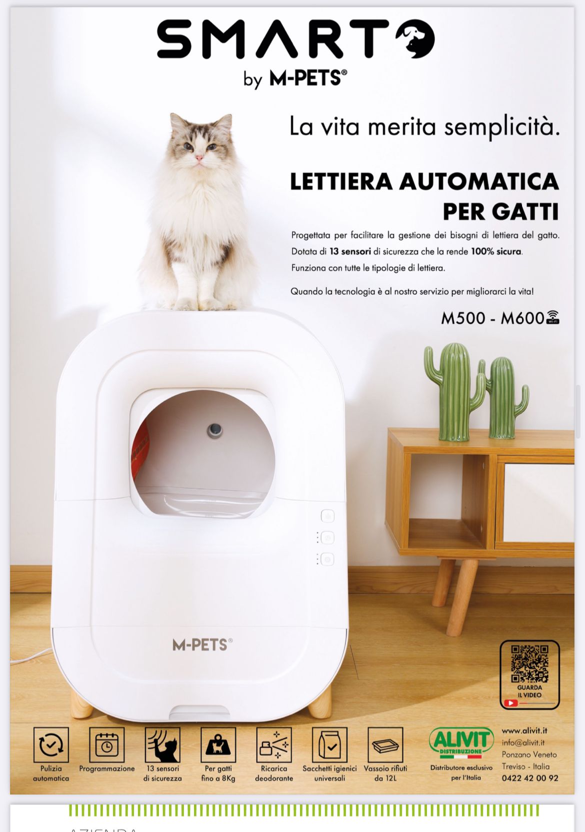 M-Pets Lettiera Smart Autopulente Automatica per Gatti e Gattini
